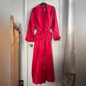 Victoria's Secret Vibrant Red Satin Robe